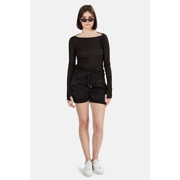 Alexander Wang Silk Drawsting Shorts Black Medium - Picture 3 of 9